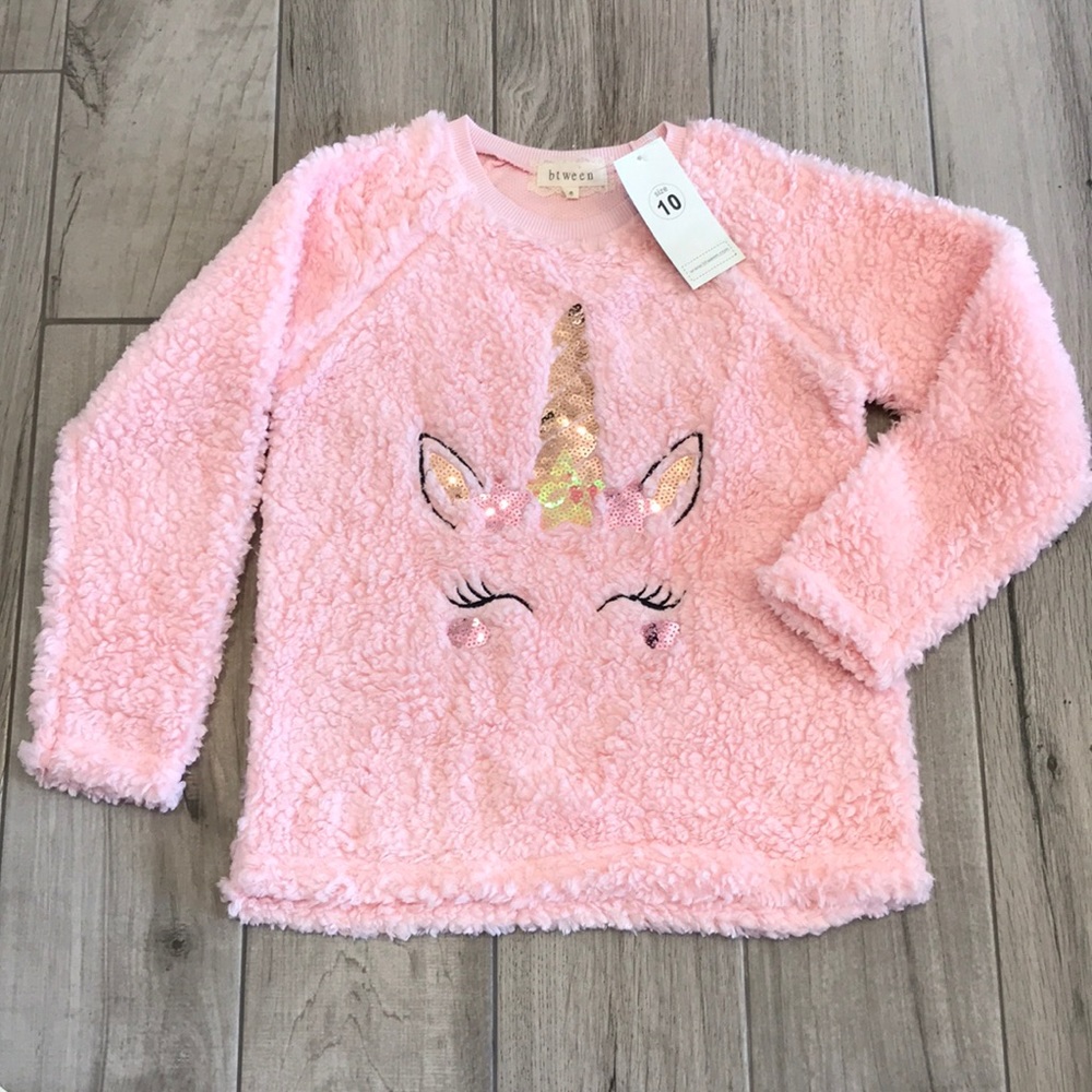 Sequined Unicorn Soft,Cozy Pink Pullover
